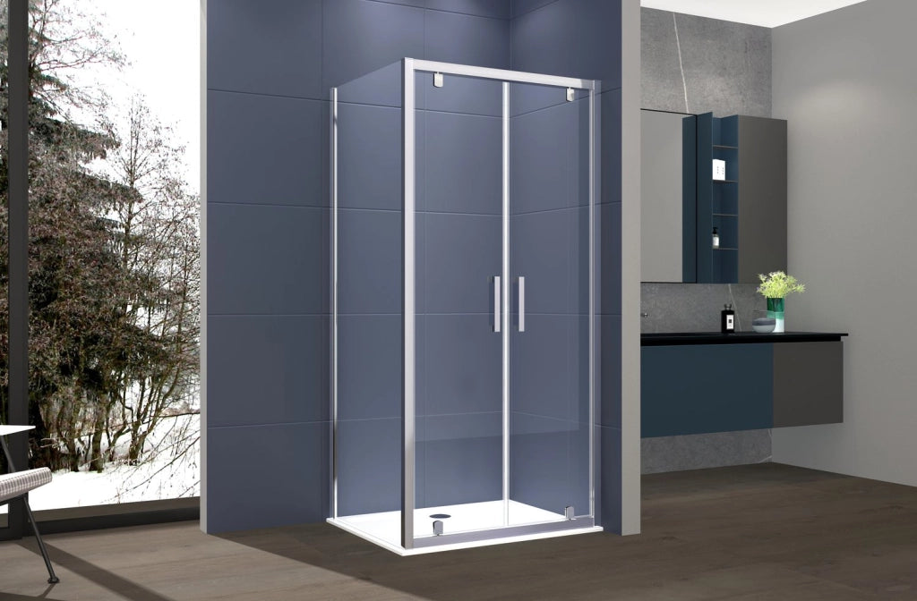 Box Doccia 2 lati 80x120 cm fisso + due battenti H195 cm IOLE Cromato