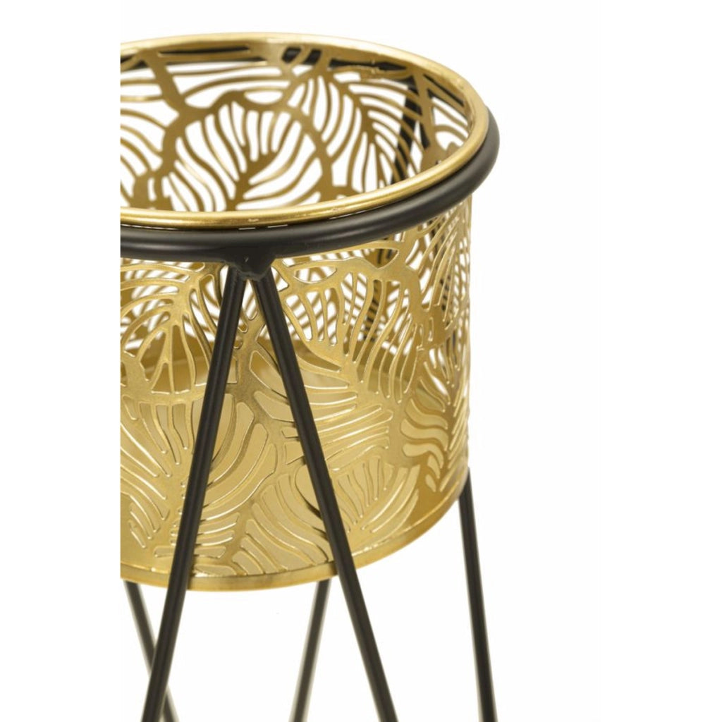 Set di 2 Vasi per Piante VKH406, Oro, Metallo, 21x20x46 cm