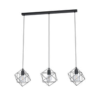 Lampadario Industrial Straiton 3 Luci Acciaio Nero