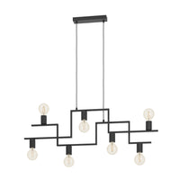 Lampadario A Sospensione Vintage Fembard Acciaio Nero 7 Luci E27
