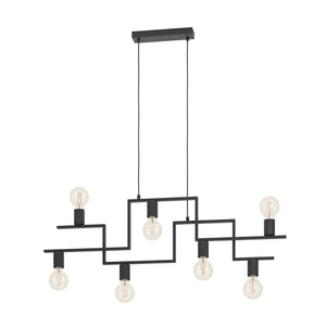 Lampadario A Sospensione Vintage Fembard Acciaio Nero 7 Luci E27