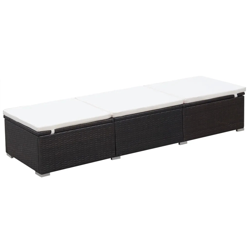 Lettino Prendisole con Cuscino in Polyrattan Marrone 44403