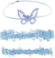 Cinture Decorative per Calze - Cinture per Calze di Festa - Cinture per Calze con Bordo - Blu Cielo - Misura 40-60 cm - 1 Paio - Cintura con Fibbia
