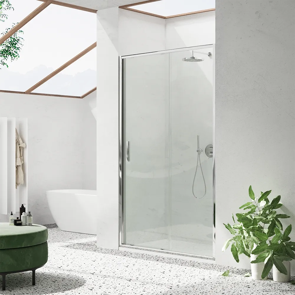 Porta doccia 160cm profili slim cromati vetro 6mm trasparente h190 | Portofino