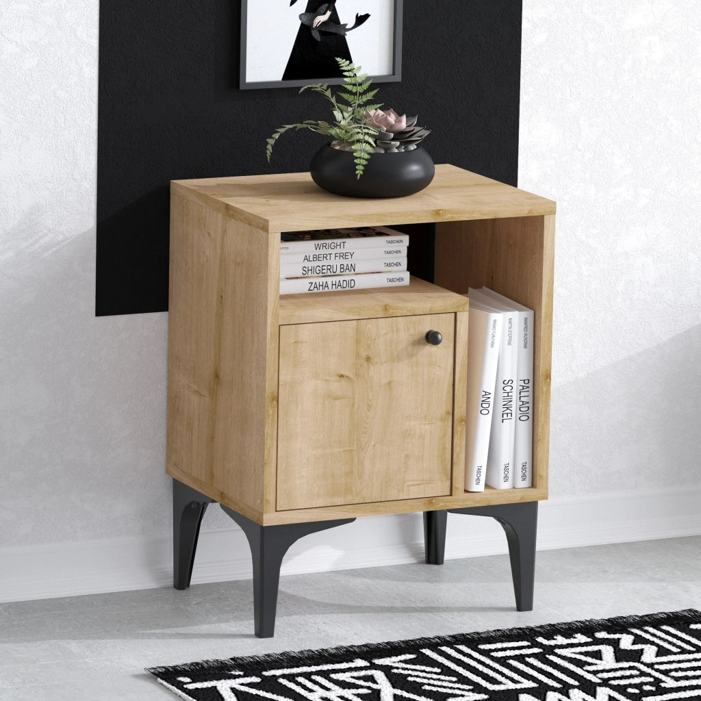Comodino in legno "Nuno" - 40 x 35 x 55 cm - Beige