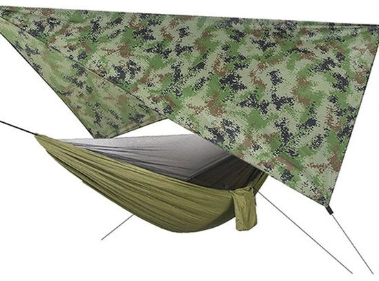 Materassino per tenda da campeggio 200 kg - Tenda da campeggio all'aperto - Retino per insetti - Copertura impermeabile - 290 x 140 cm - Incluso accessori