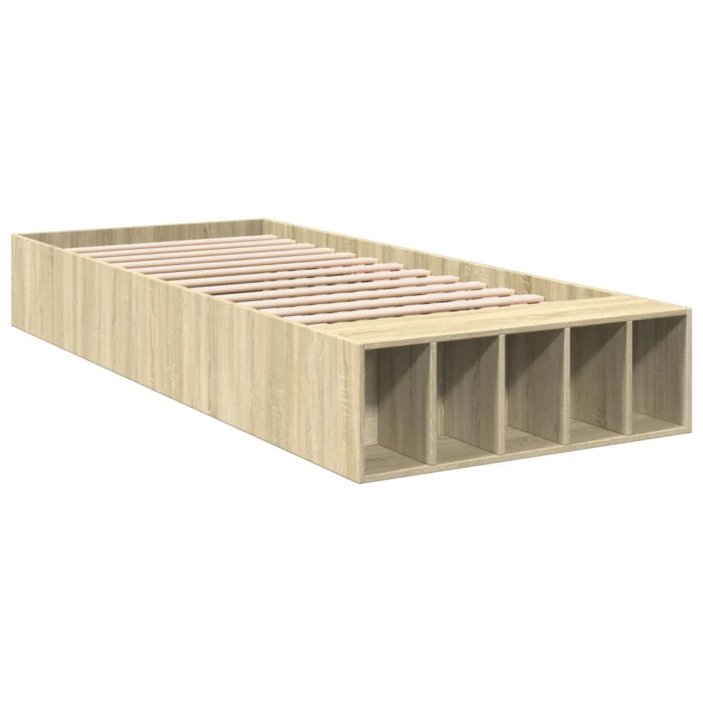 Letto singolo | Letto per adulti | Giroletto Rovere Sonoma 100x200 cm in Legno Multistrato