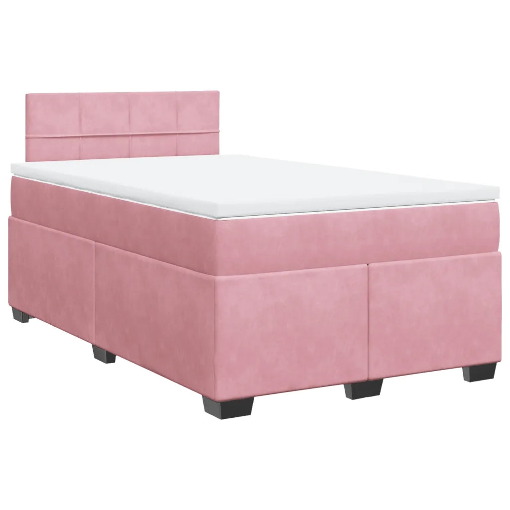 Giroletto a Molle con Materasso Rosa 120x190 cm in Velluto 3286263