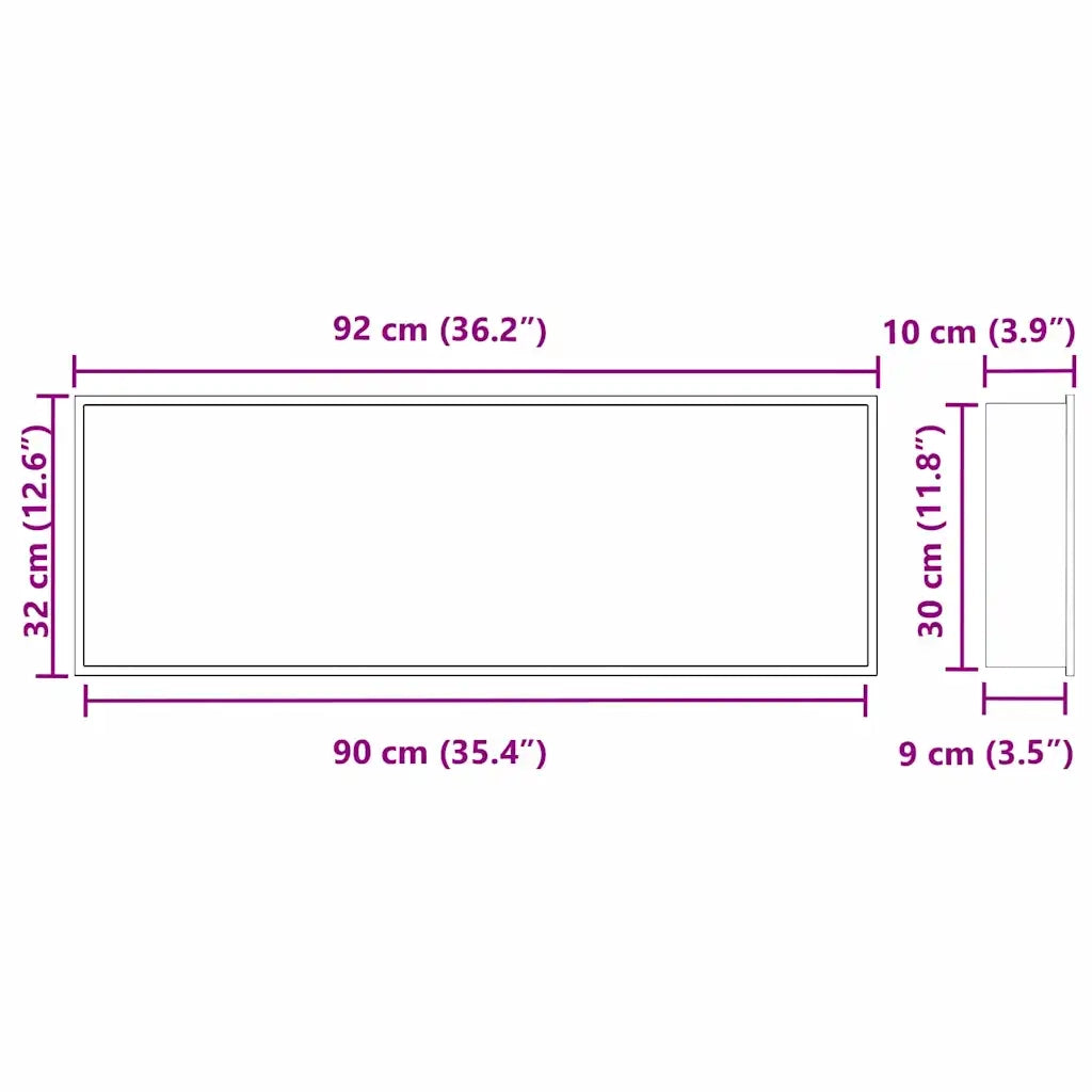vidaXL Nicchia per doccia Nero 90 x 30 x 9.5 cm Acciaio inossidabile