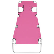 Lettino Prendisole Pieghevole con Poggiatesta Acciaio Magenta 310333