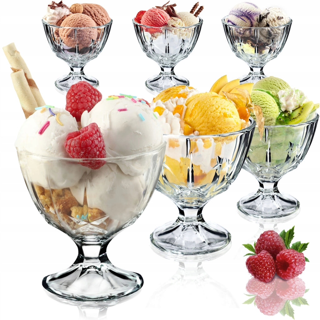 Set di 6 coppette da gelato in vetro KADAX da 300 ml.