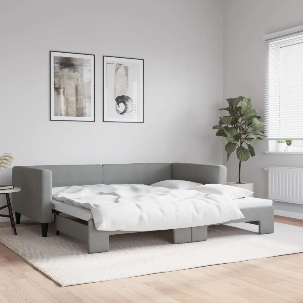 Divano Letto con Letto Estraibile-Sofa Letto-Daybed Grigio Chiaro 100x200 Tessuto 928409