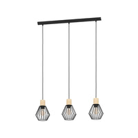 Lampadario Industrial Palmorla 3 Luci Metallo Nero E Marrone