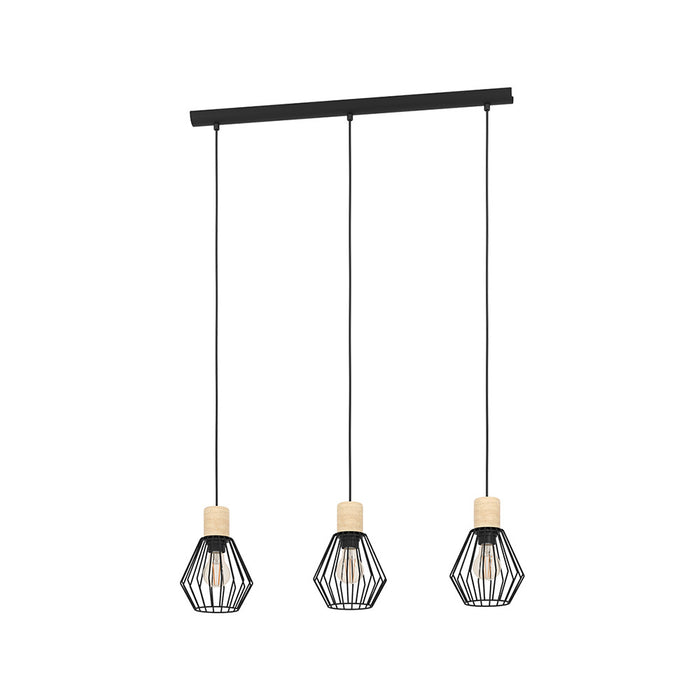 Lampadario Industrial Palmorla 3 Luci Metallo Nero E Marrone