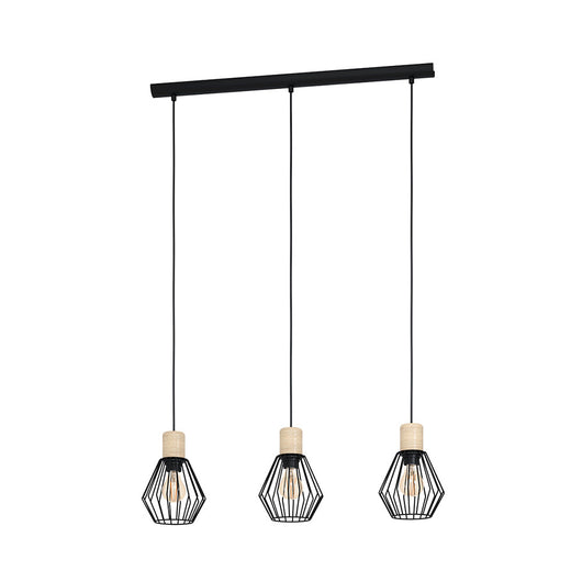 Lampadario Industrial Palmorla 3 Luci Metallo Nero E Marrone