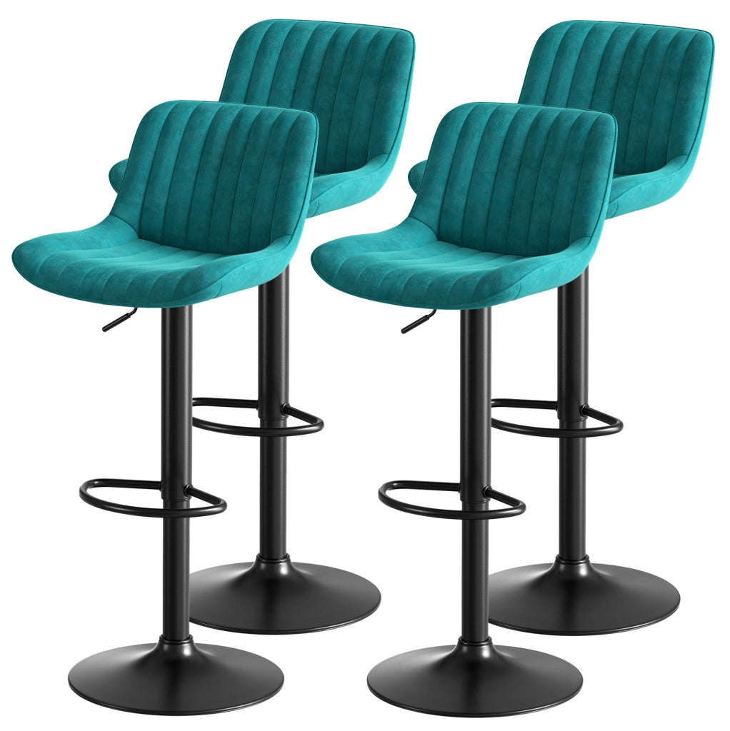 Sedia da bar girevole 47x46x86 cm blu – altezza regolabile, set da 4