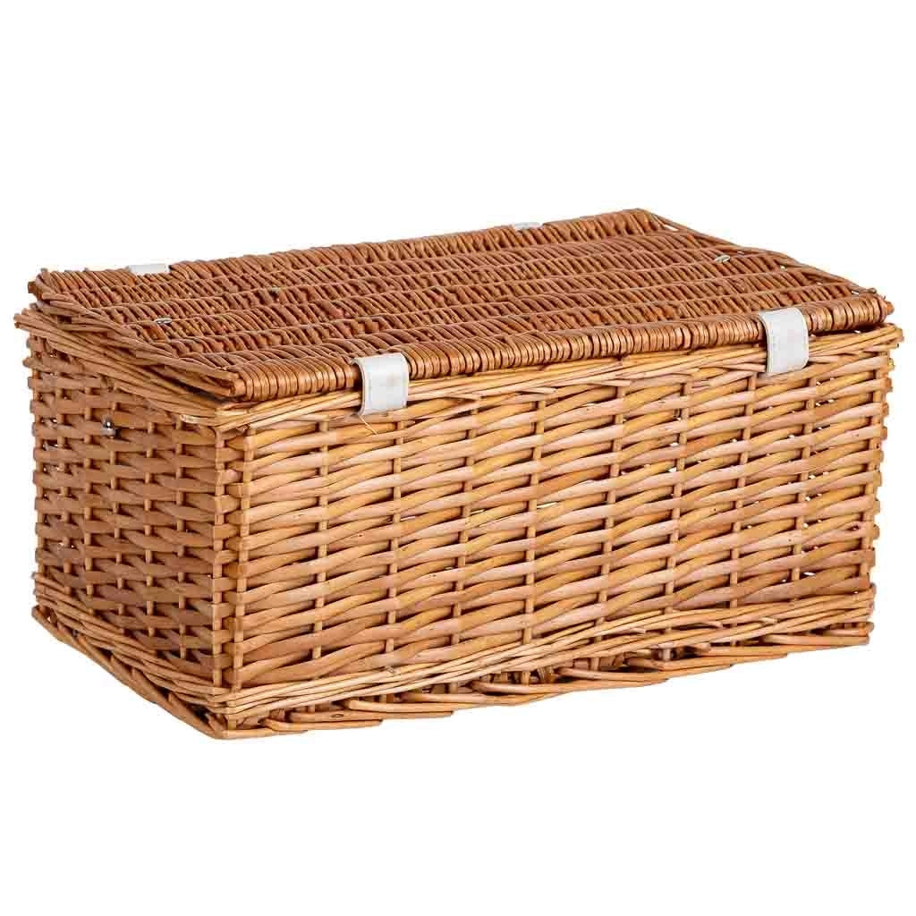 Cesto rettangolare in vimini con coperchio, 42x28x19 cm