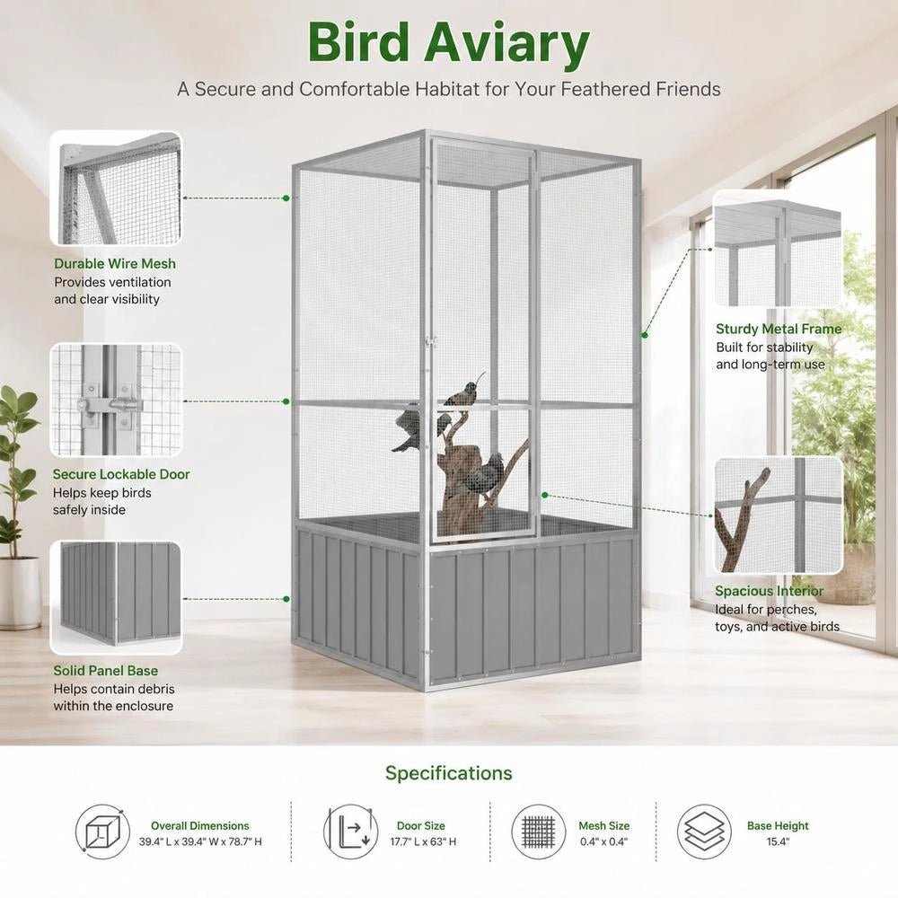 Birdcage Gray 111x107x211.5 Cm Galvanized Steel