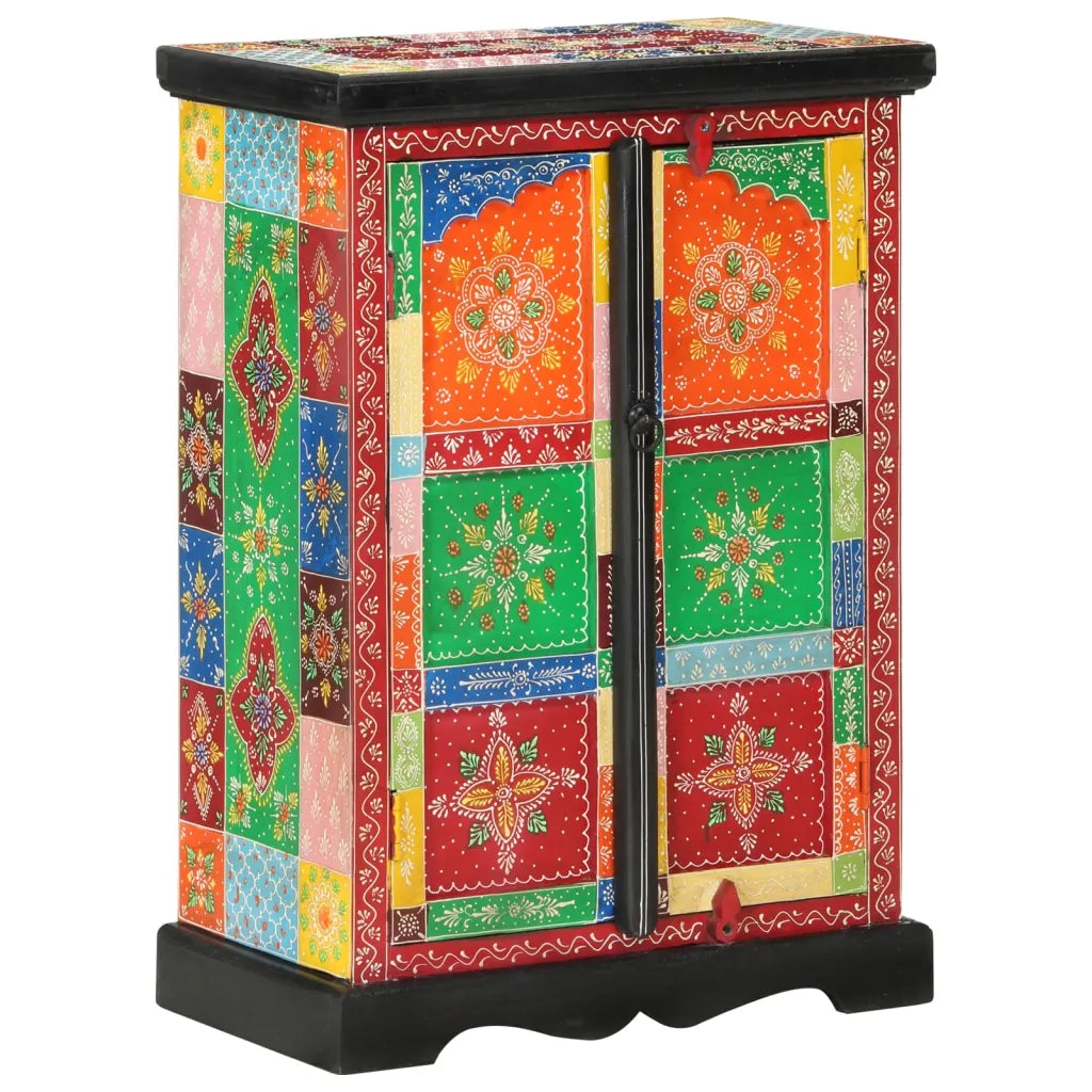 Credenza Dipinta Mano con Ante 53x30x75 cm Legno Massello Mango 350681