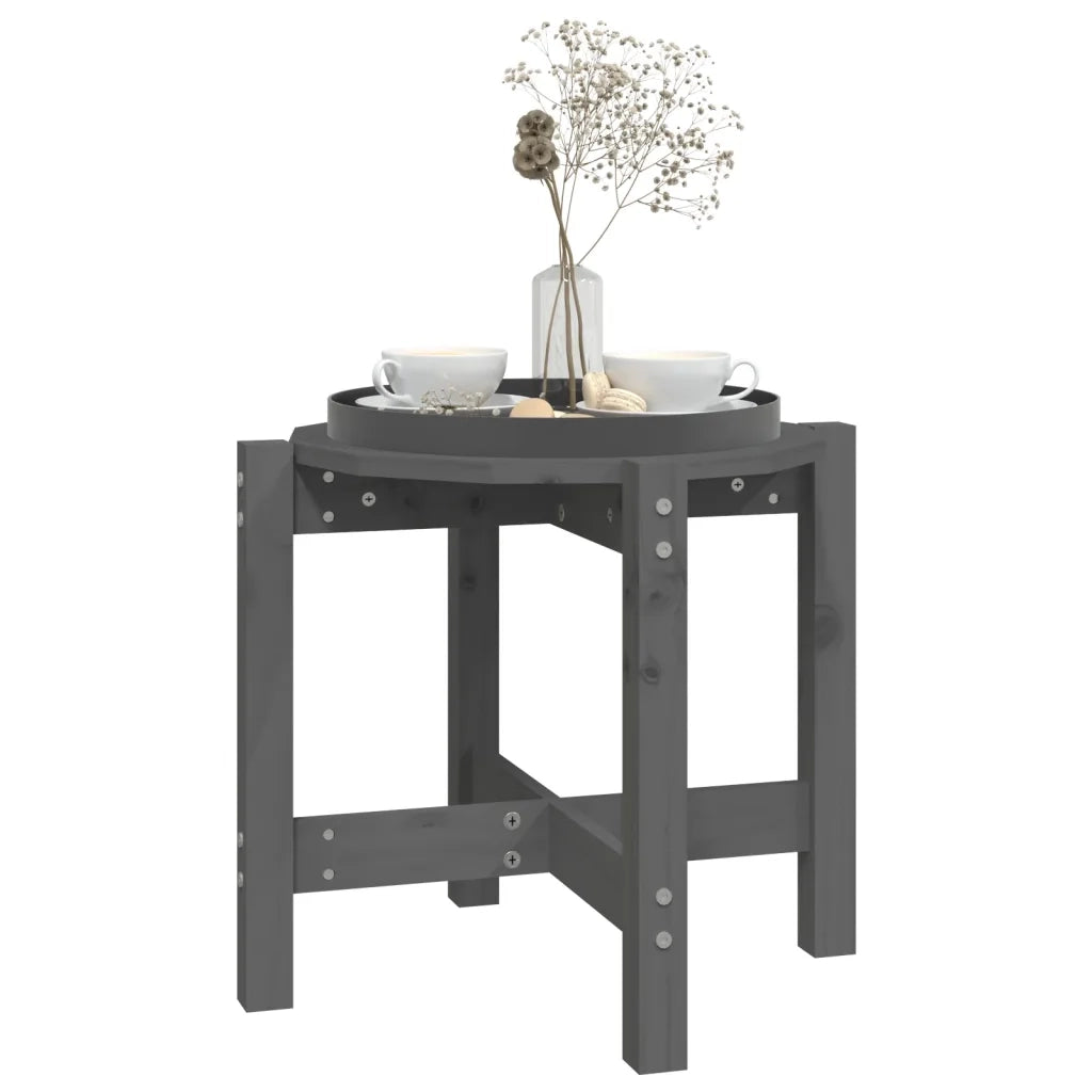 Tavolino da Salotto Grigio Ã˜ 52,5x45 cm Legno Massello di Pino cod mxl 19460
