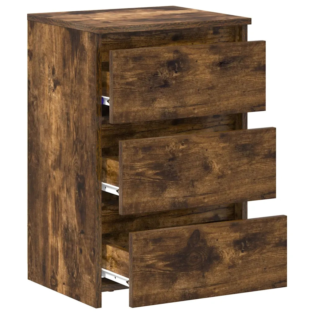 Comodini Rovere Fumo 2 pz-Set di 2 Tavolino da notte 40x35x62,5 cm in Legno Multistrato