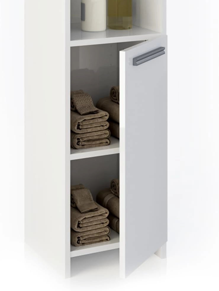 Set mobili bagno Kiko, Bianco, 58 cm, composto da mobile lavabo, pensile a specchio, colonna e base media