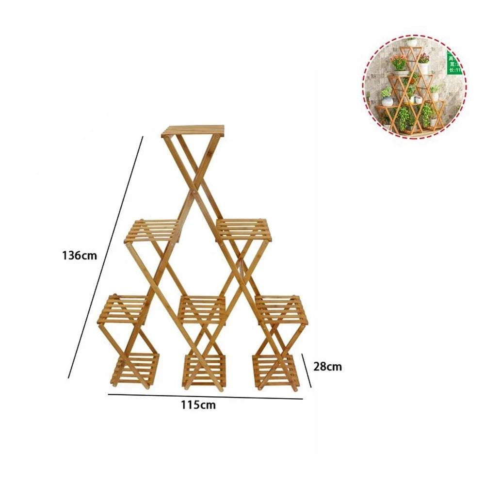 Trade Shop - Scaffale Portafiori Piante In Bambù Naturale 4–9 Ripiani Portavasi 136x28x115cm 70441a -