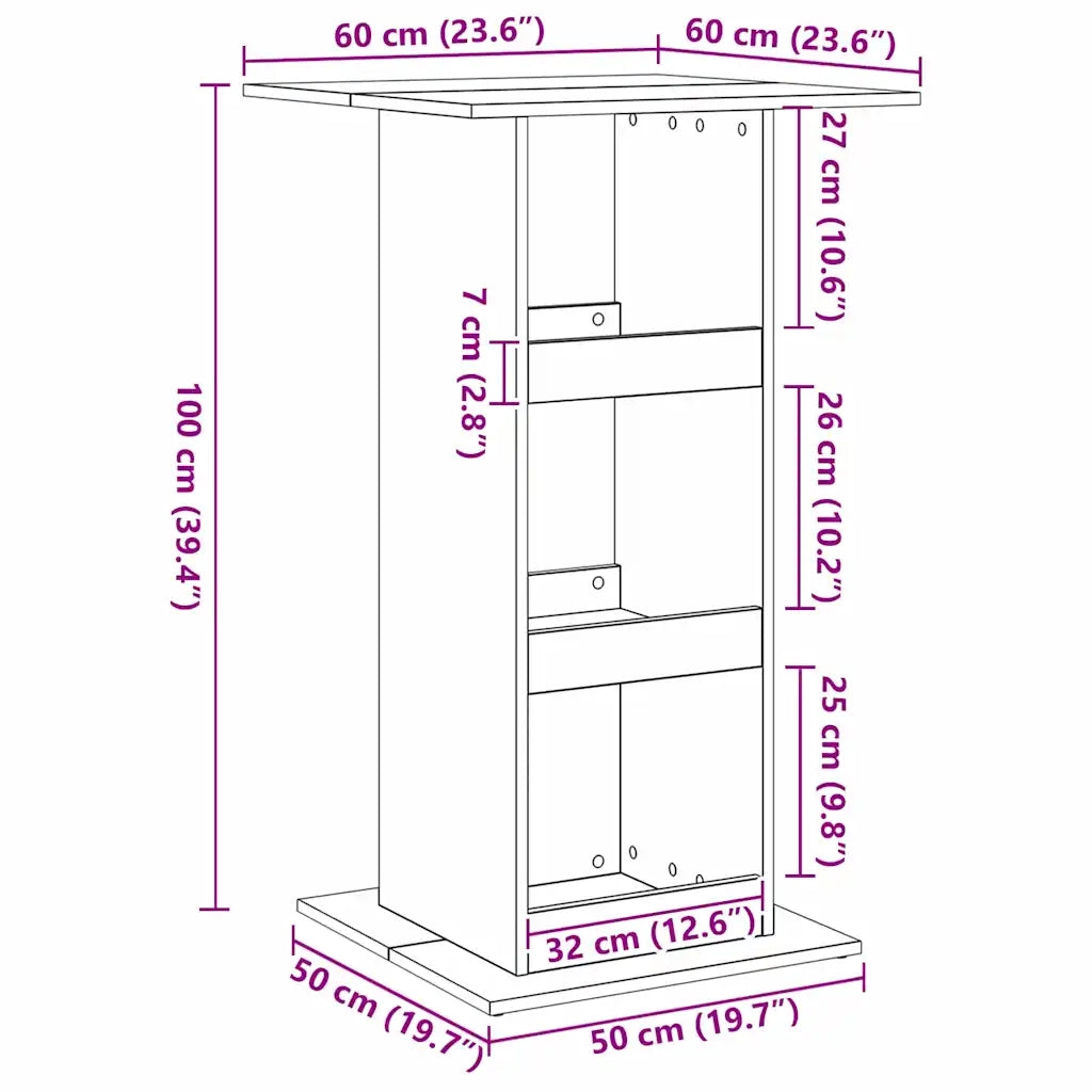 Tavolo da bar Rovere Nero 60 x 60 x 100 cm Legno multistrato 869244