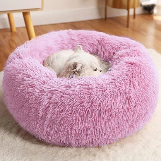 Letto per cani in piuma soffice e riscaldante con fondo antiscivolo, adatto per gatti e piccoli cani (rosa)