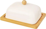 Contenitore di burro ecologico con coperchio - contenitore di burro in ceramica e legno di bambù - decorazione da tavola e cucina - 16x13x85 cm