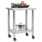 Tavolo da Lavoro Cucina con Ruote 80x45x85 cm in Acciaio Inox CFW6970618