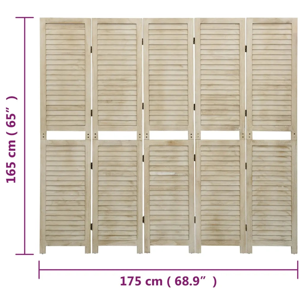 Divisorio Ambienti | Divider per stanze | Paravento a 5 Pannelli 175 x 165 cm Legno Massello di Paulownia