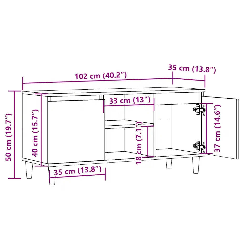 vidaXL Mobile Porta TV Legno Antico 102x35x50 cm in Legno Multistrato