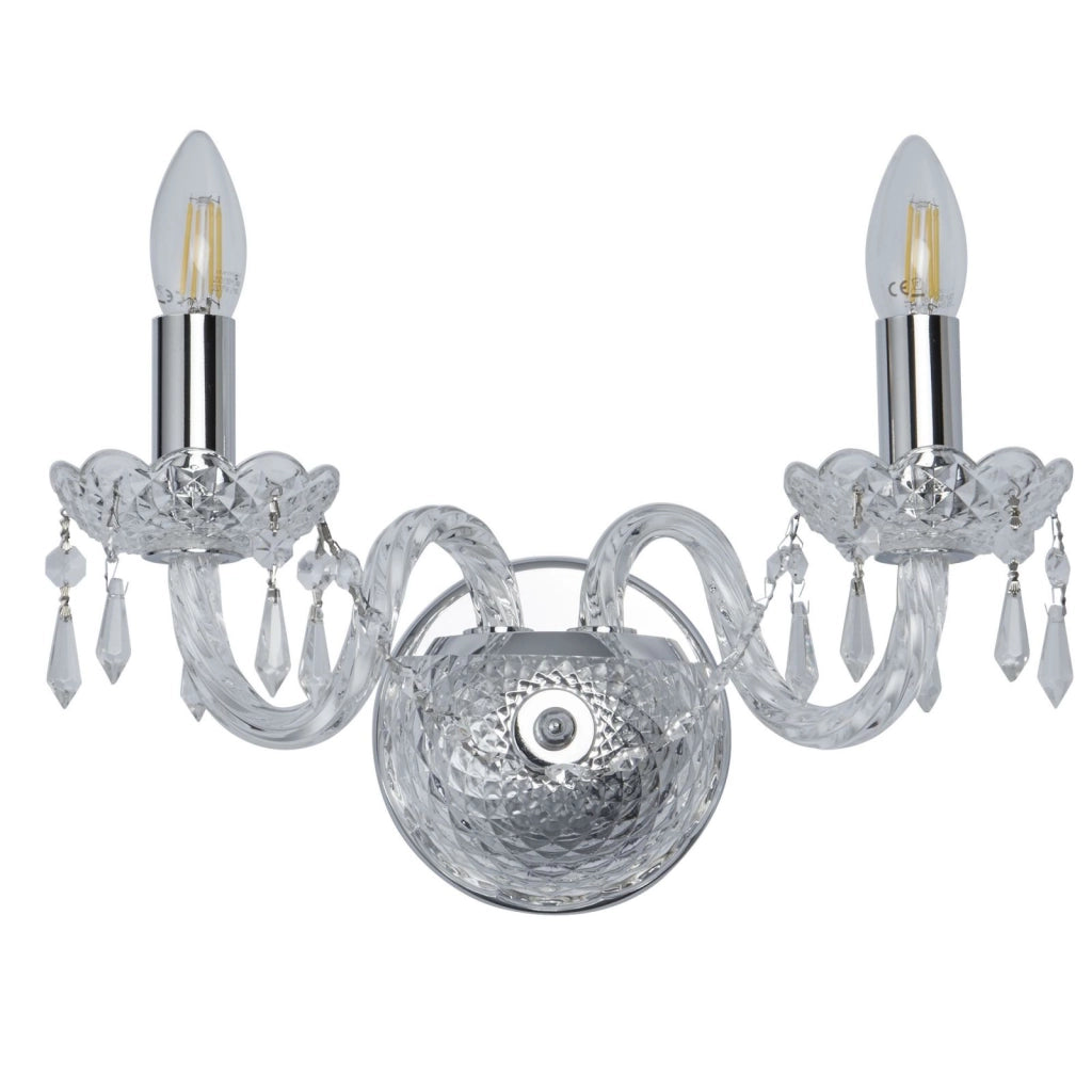 Applique Hale 2Lt - Metallo cromato e cristallo trasparente