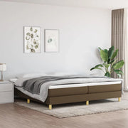 Struttura Letto a Rete a Molle-Giroletto Marrone Scuro 200x200 cm in Tessuto 435723