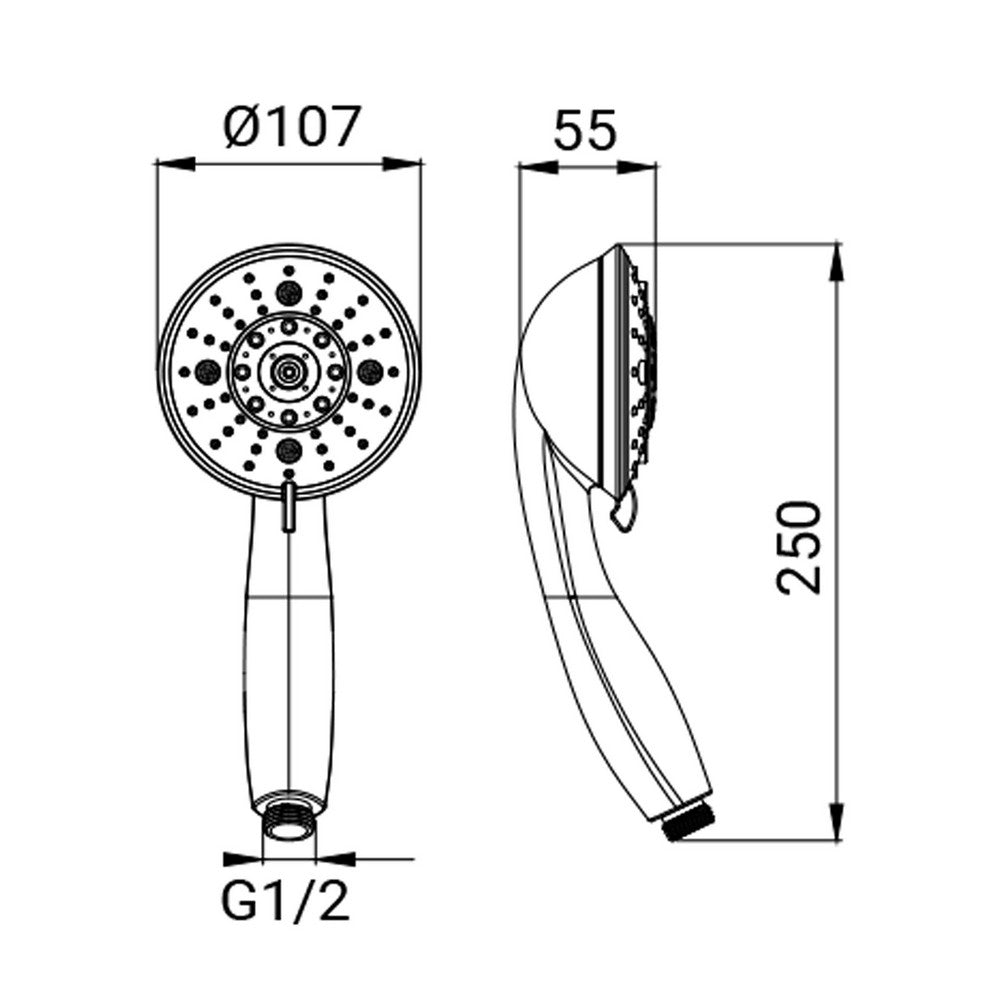 Doccia cromata a 7 getti - Serie Apollo