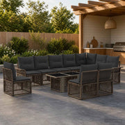 Set Divano da Giardino 11 pz Grigio e Grigio Scuro polyrattan 3436652