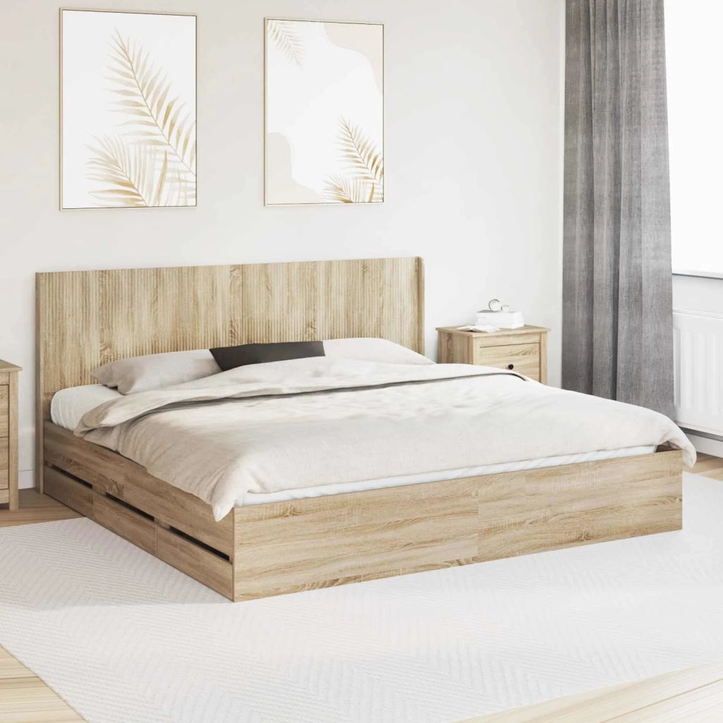 Struttura del letto con stoccaggio e testata Rovere Sonoma 3413919
