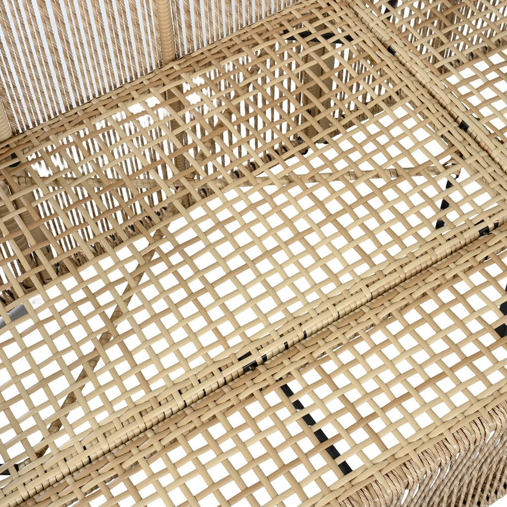 Set giardino 4 pezzi in rattan PE - Zephmum- Divano 3 posti, 2 poltrone, tavolo in vetro temperato