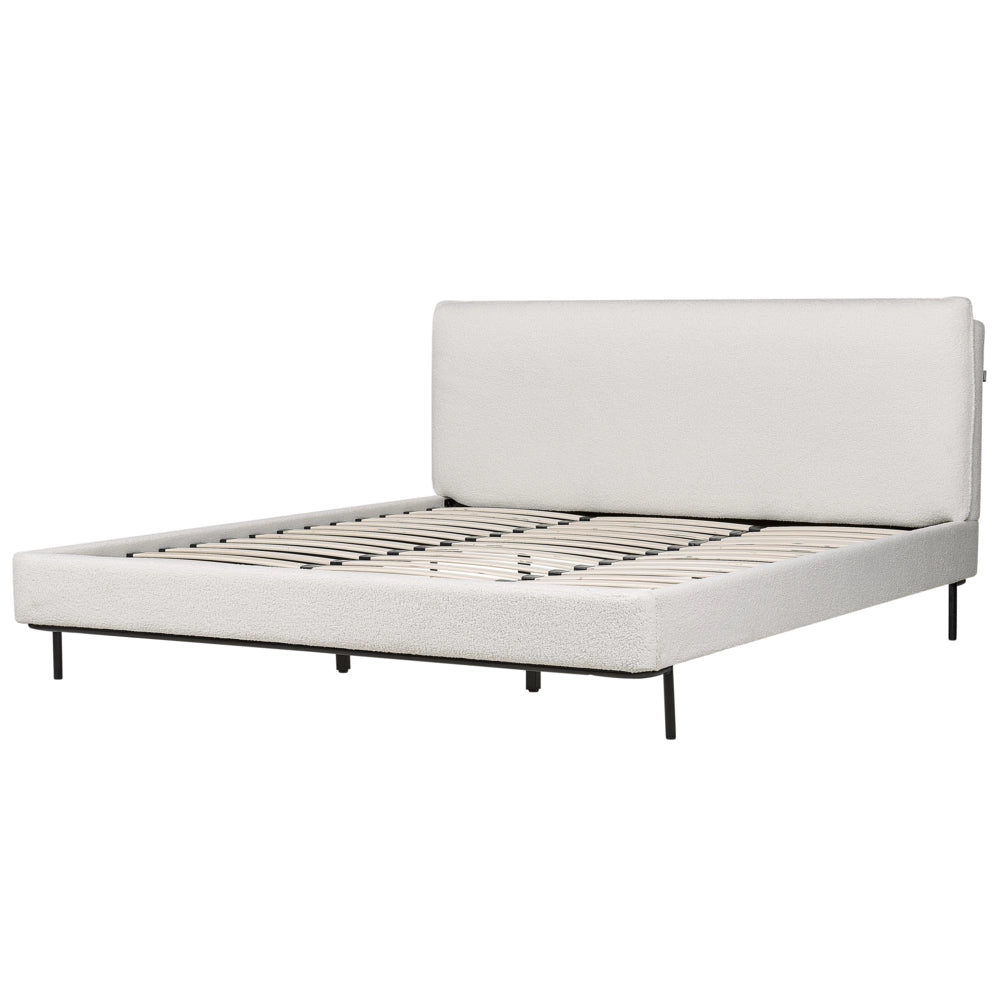 Letto a doghe Bianco Bouclè Imbottito 180 x 200 cm EU Matrimoniale Design Moderno