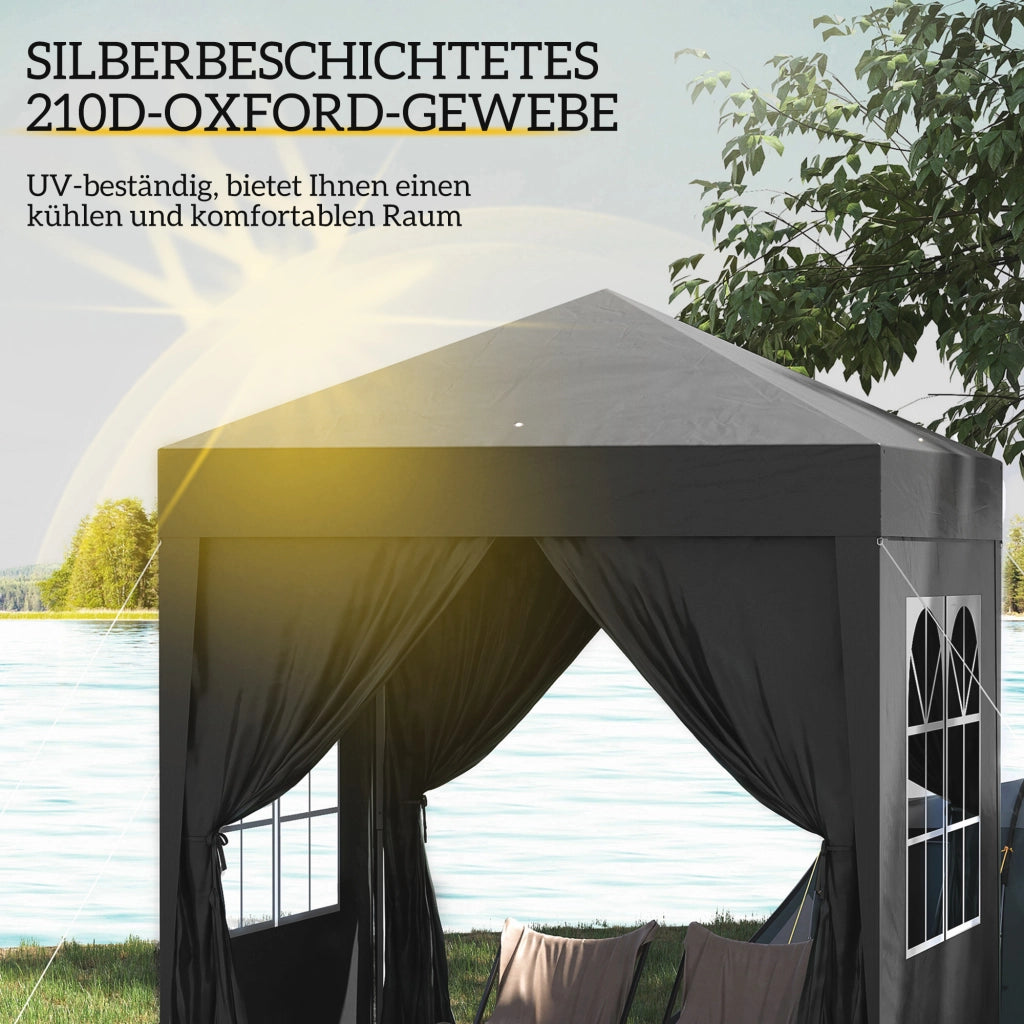 Gazebo pieghevole ¨C zephmum ¨C Grigio/Nero 2x2 m