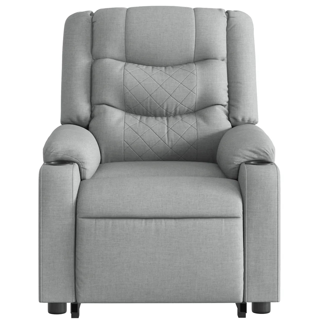 Poltrona | Sedia Relax Alzapersona Reclinabile Grigio Chiaro in Tessuto