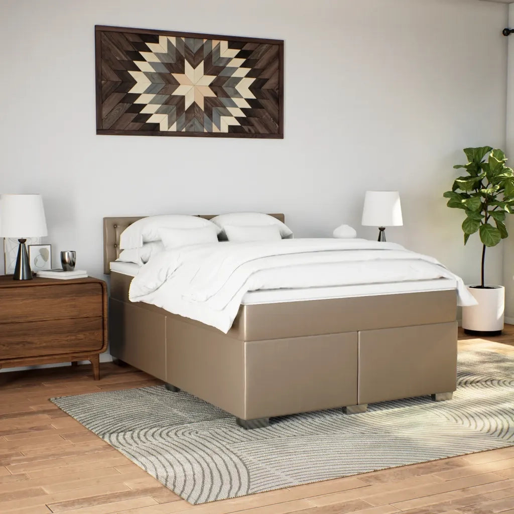 Giroletto a Molle con Materasso Cappuccino 140x200cm Similpelle 3286127