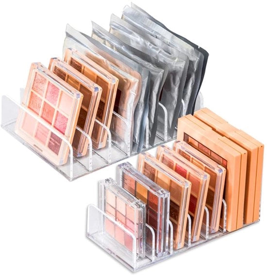 Organizzatore di cosmetici trasparente - 2 pezzi - Acrilico - 7 contenitori - Robusto e duraturo
