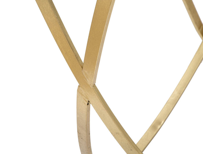 Console Ring 120x40x79 cm in Ferro MDF e Specchio Nero e Oro