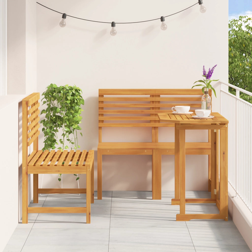 Set da pranzo da giardino 4 pezzi in legno di acacia massello