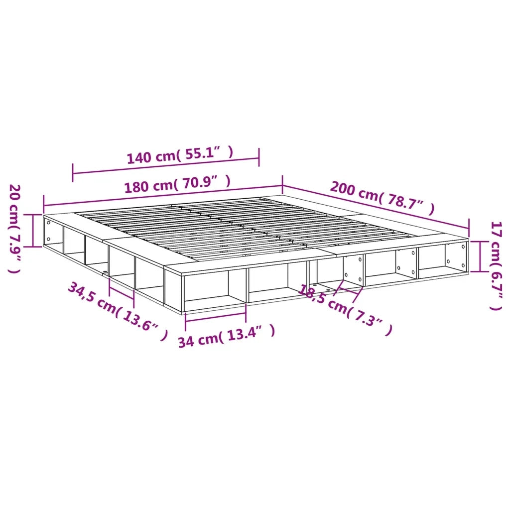 Giroletto Grigio Sonoma 180x200 cm in Legno Multistrato