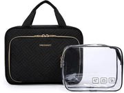 Borse per bagno per donne, Borse per viaggio appese per trucco (grande nero)