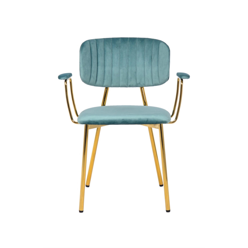 Set 2 sedie Kian in velluto verde menta e metallo dorato