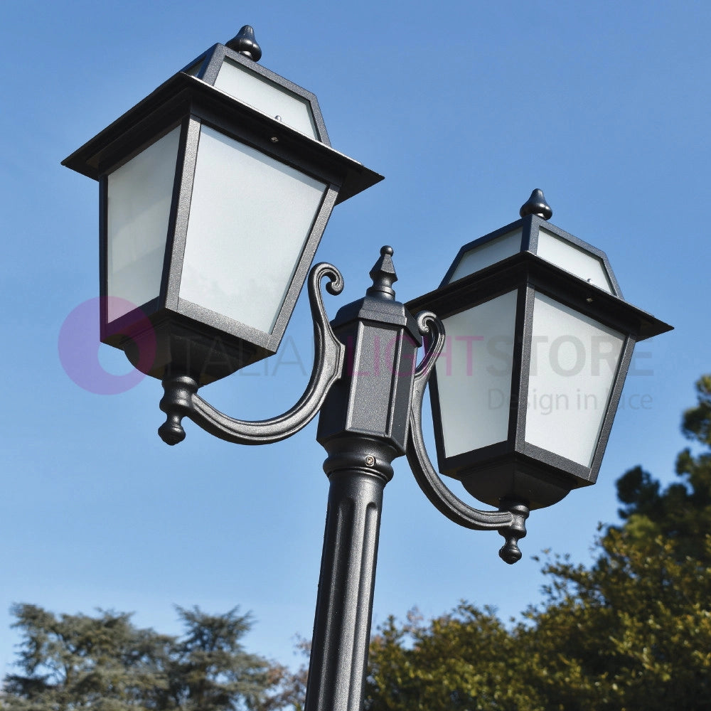 ARTEMIDE ANTRACITE Lampione h. 238 a 2 luci per Esterno Classico Lanterne Quadrate